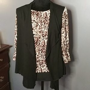 New Directions Faux 2 Piece Animal Print Jacket